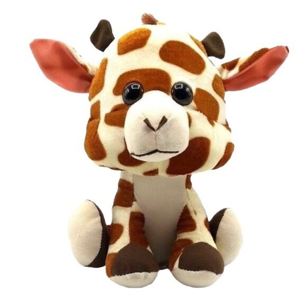 Classic Toy Co. Baby Giraffe Spotted Plush Brown 10" Big Head Ears Sitting Horn